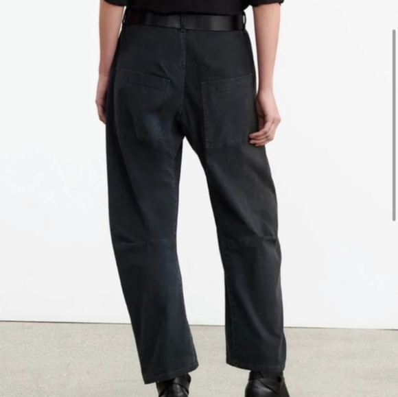 Nili Lotan Shon Horseshoe Pants Barrel Leg Twill Black EUC $390 Womens Sz 00 - Picture 2 of 13